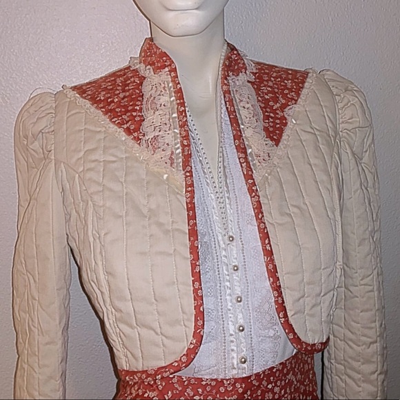 1970’s Handmade Gunne Sax Skirt Quilted Jacket XS - Picture 3 of 8